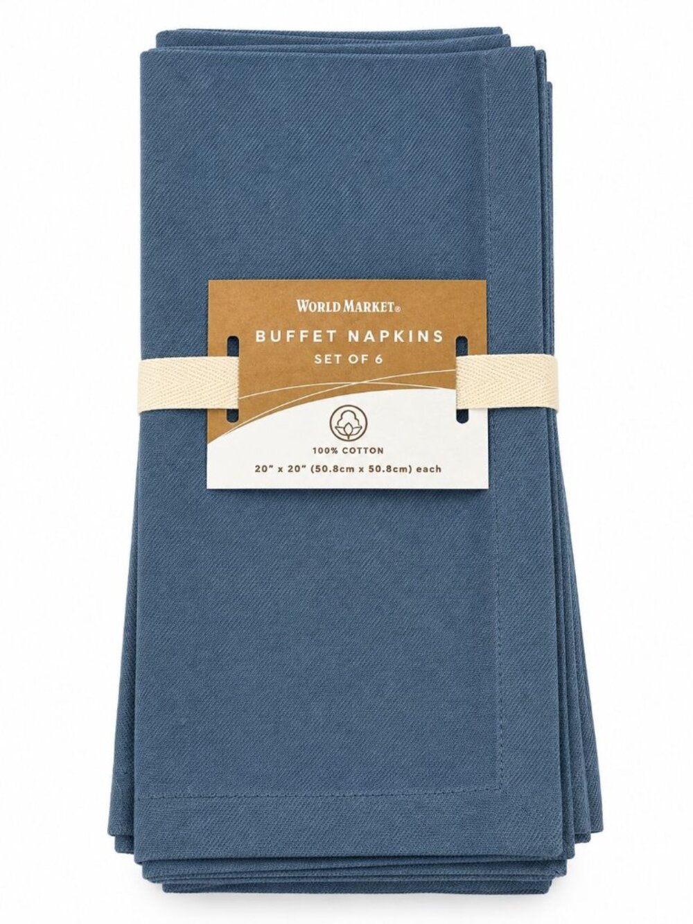 World Market Set of 6 Slate Blue Buffet Napkins NEW 20" X 20"
